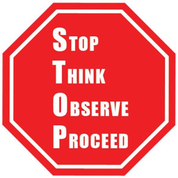 DuraStripe Floor Stop Sign, Stop Th