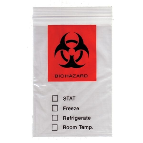 Biohazard Specimen Bags, 12" x 15",