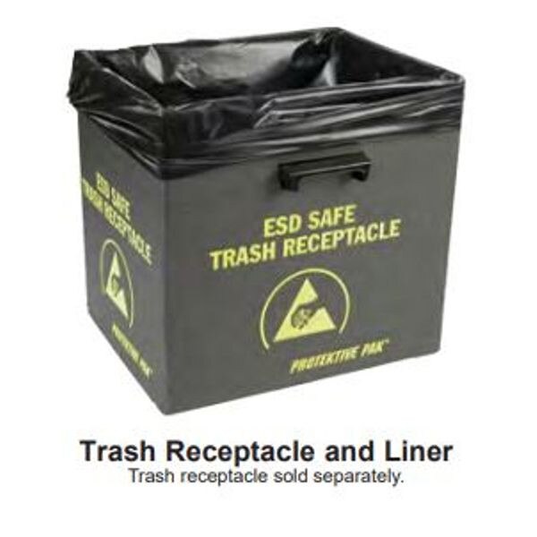 Protektive Pak 37820 ESD Trash Liner, Small, 26" x 24", 10 Gallon