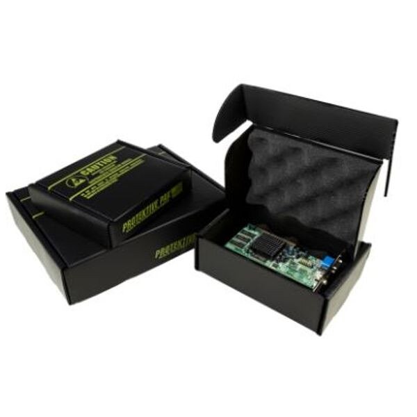 Protektive Pak 38856 Plastek Circuit Board Shipping Box with Black ESD Foam, 121/2" X 101/2" X