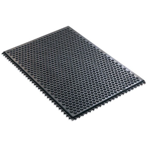 Conductive Anti Fatigue Floor Mat Kit, 3 Ft. x 5 Ft., Black w/Yellow  Striped Border