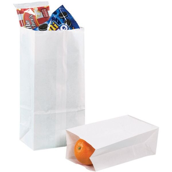 White Grocery Bags - #8, 6-1/8" x 4