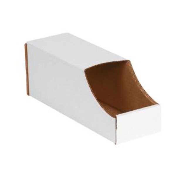 White Stackable Corrugated Bins, 4"