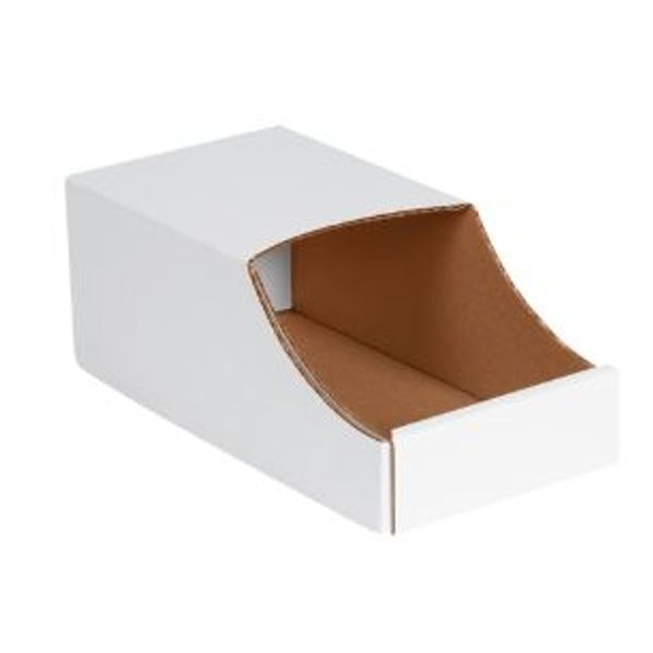 White Stackable Corrugated Bins, 6"