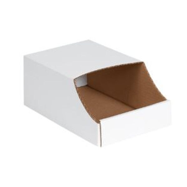 White Stackable Corrugated Bins, 8"