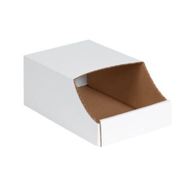 White Stackable Corrugated Bins, 8"