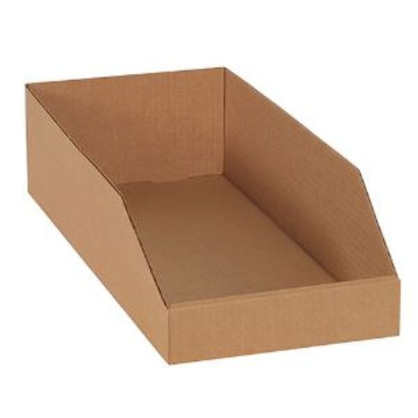 Kraft Corrugated Open Bins, 12" x 1