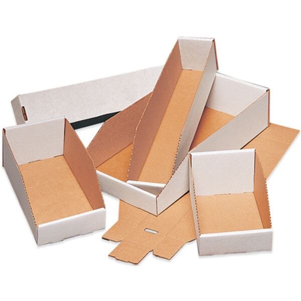 White Corrugated Open Bins, 12" x 1