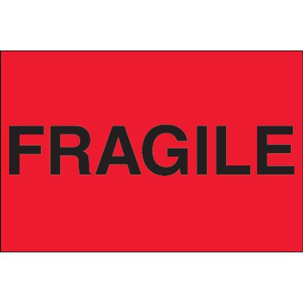 Fragile - (Fluorescent Red) Label,