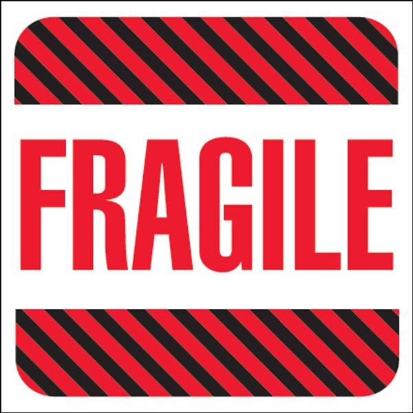 Fragile - Label, 4" x 4", 500/Roll