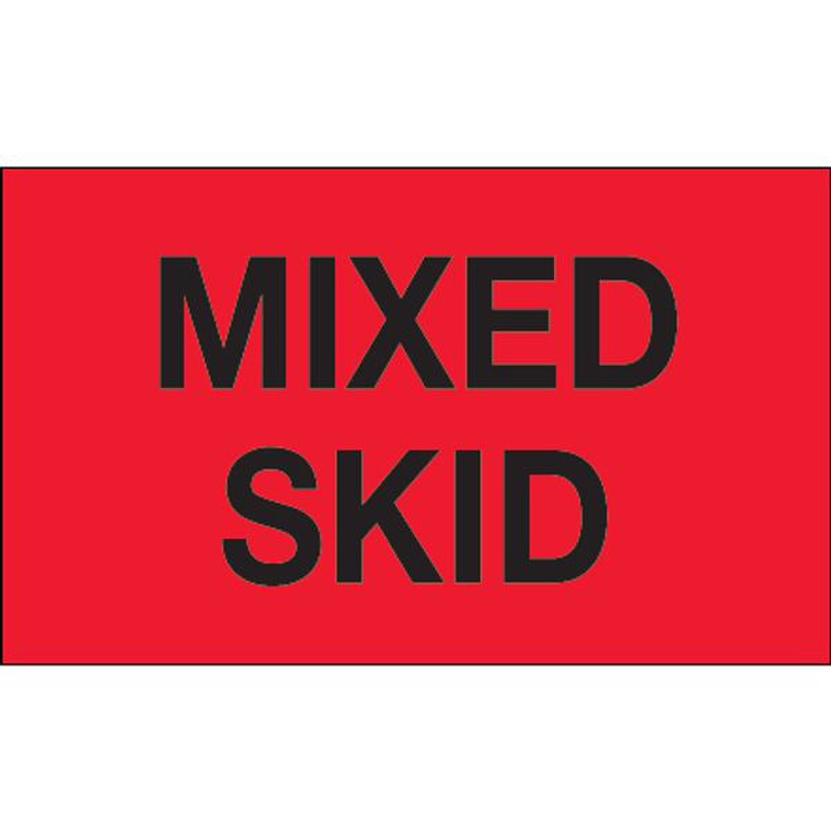 Mixed Skid Label, Fluorescent Red,