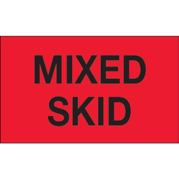 Mixed Skid Label, Fluorescent Red,