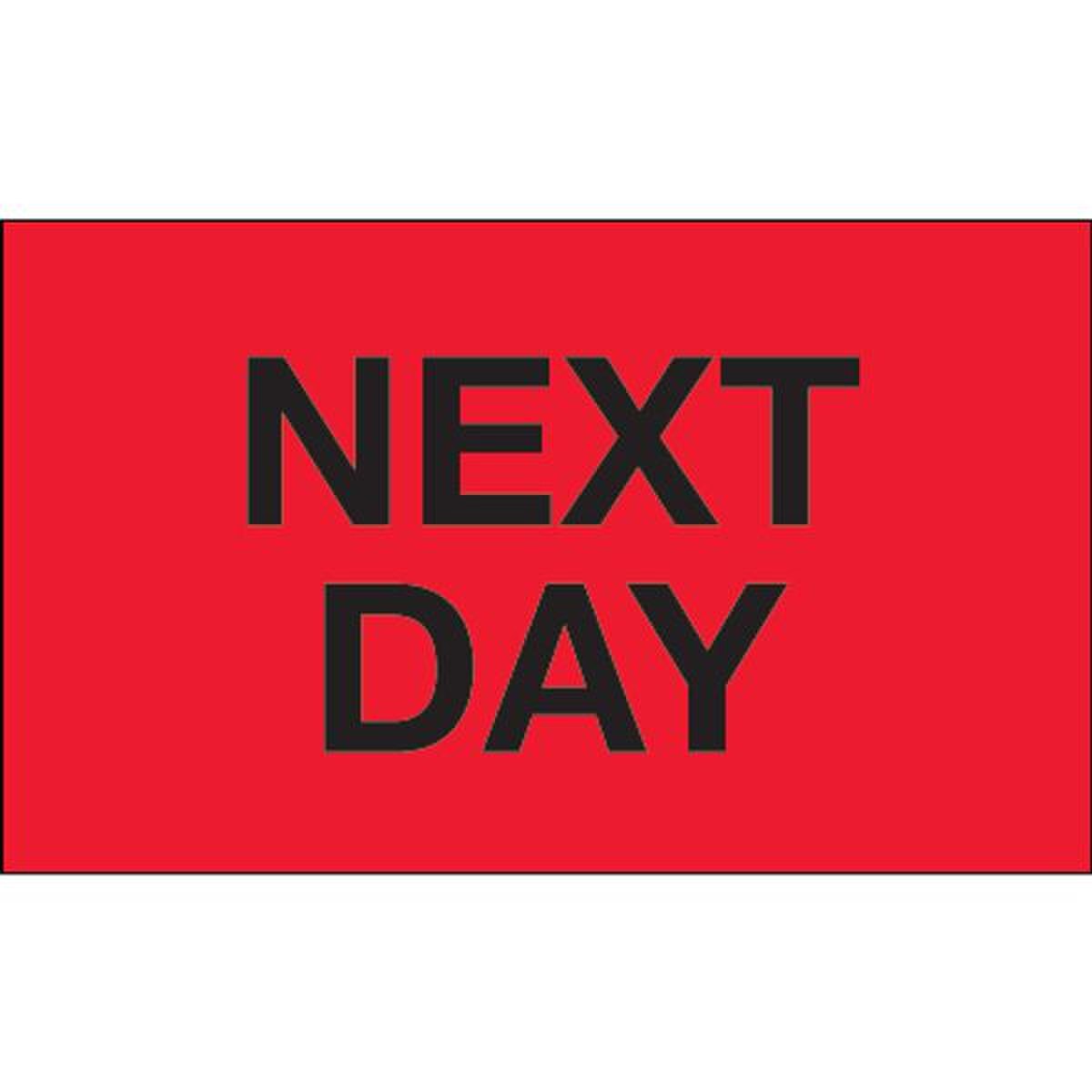 Next Day Label, Fluorescent Red, 3"