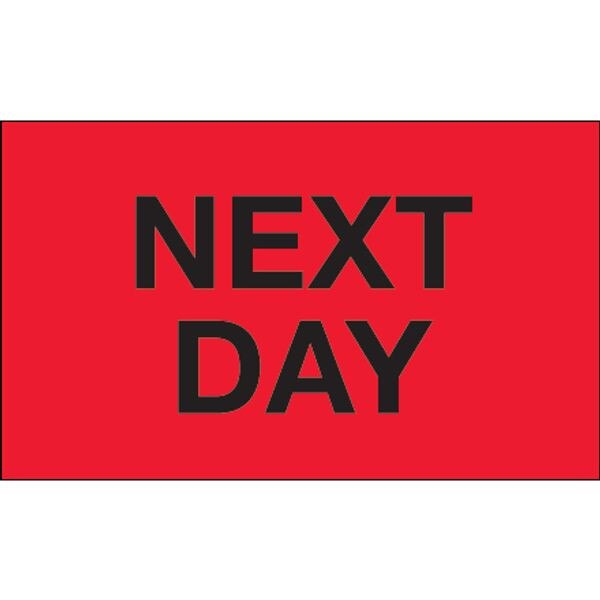 Next Day Label, Fluorescent Red, 3"
