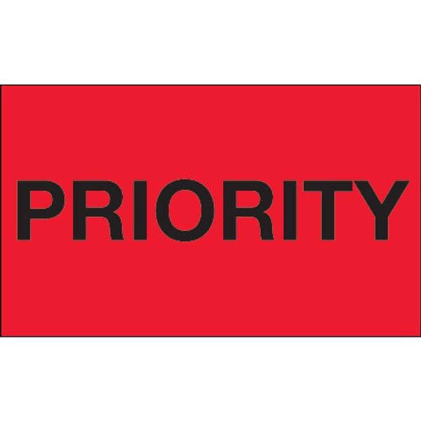 Priority Label, Fluorescent Red, 3"