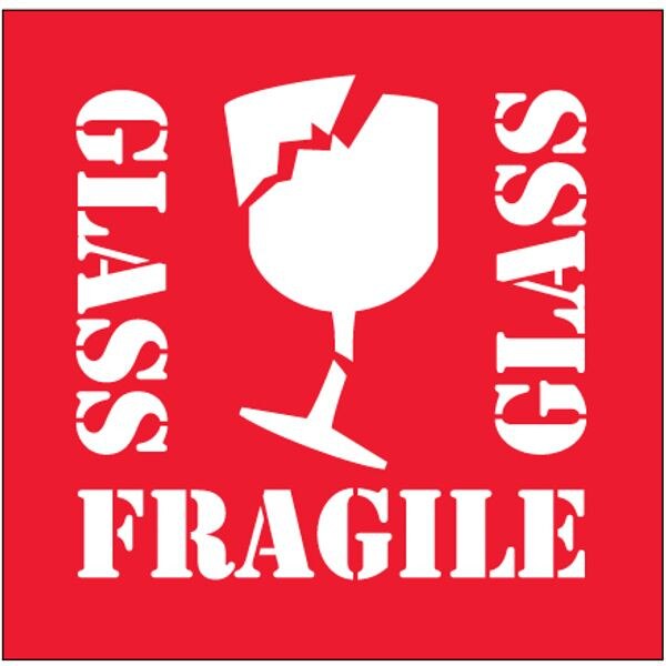 Fragile-Glass-Label, 4" x 4", 500/R