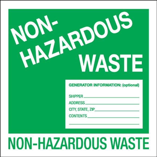 Non-Hazardous Waste Label, 6" x 6",