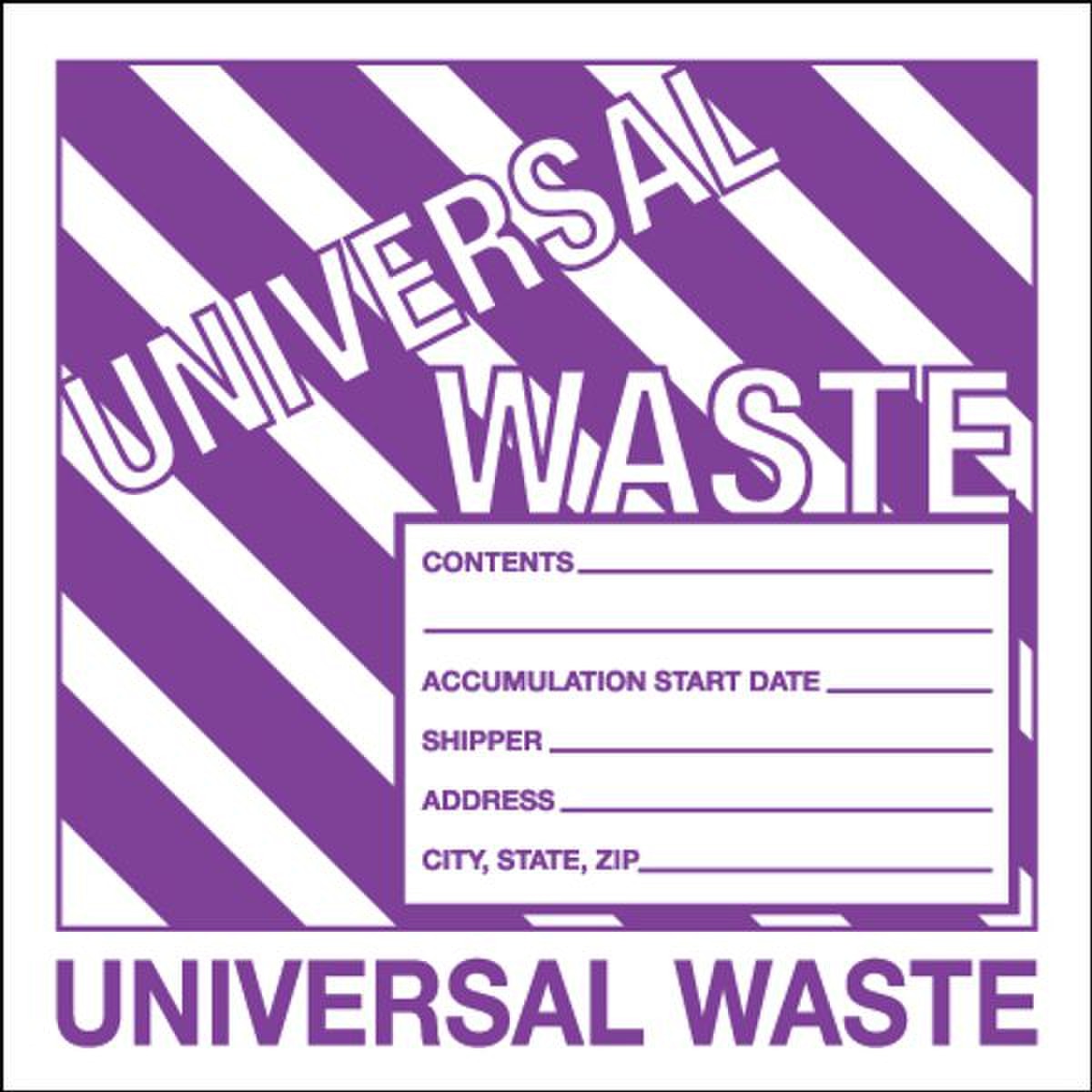 Universal Waste Label, 6" x 6", 500