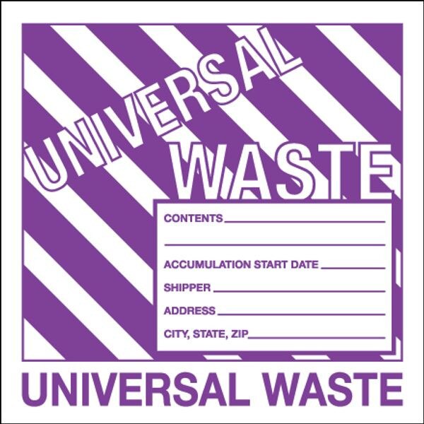 Universal Waste Label, 6" x 6", 500