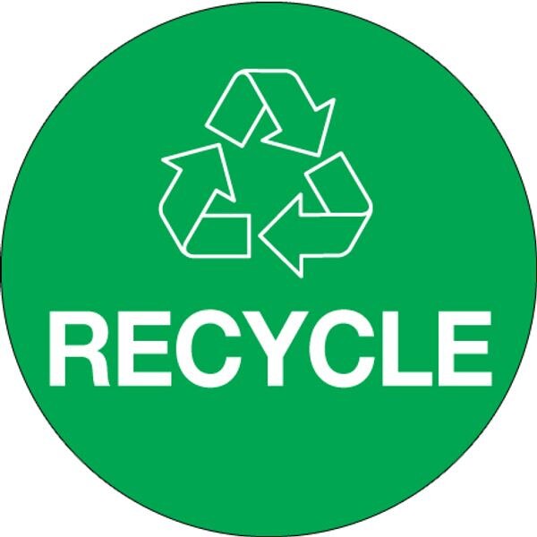 Recycle Label, 3"Dia, 500/Roll