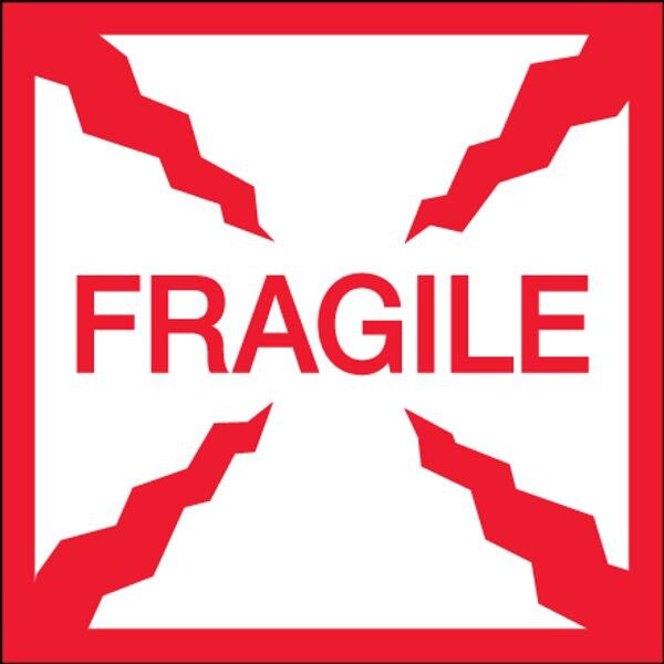 Fragile - Label, 2" x 2", 500/Roll