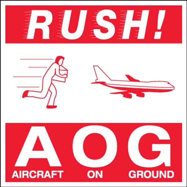 Rush AOG, Aircraft on Ground Label,