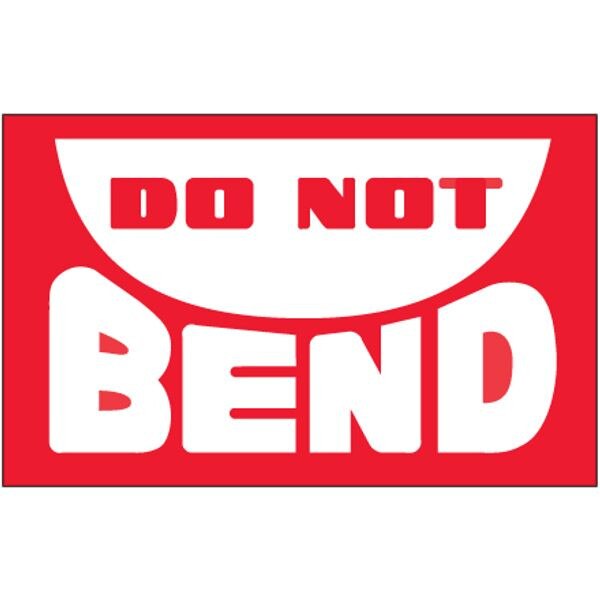 Do Not Bend Label, 3" x 5", 500/Rol