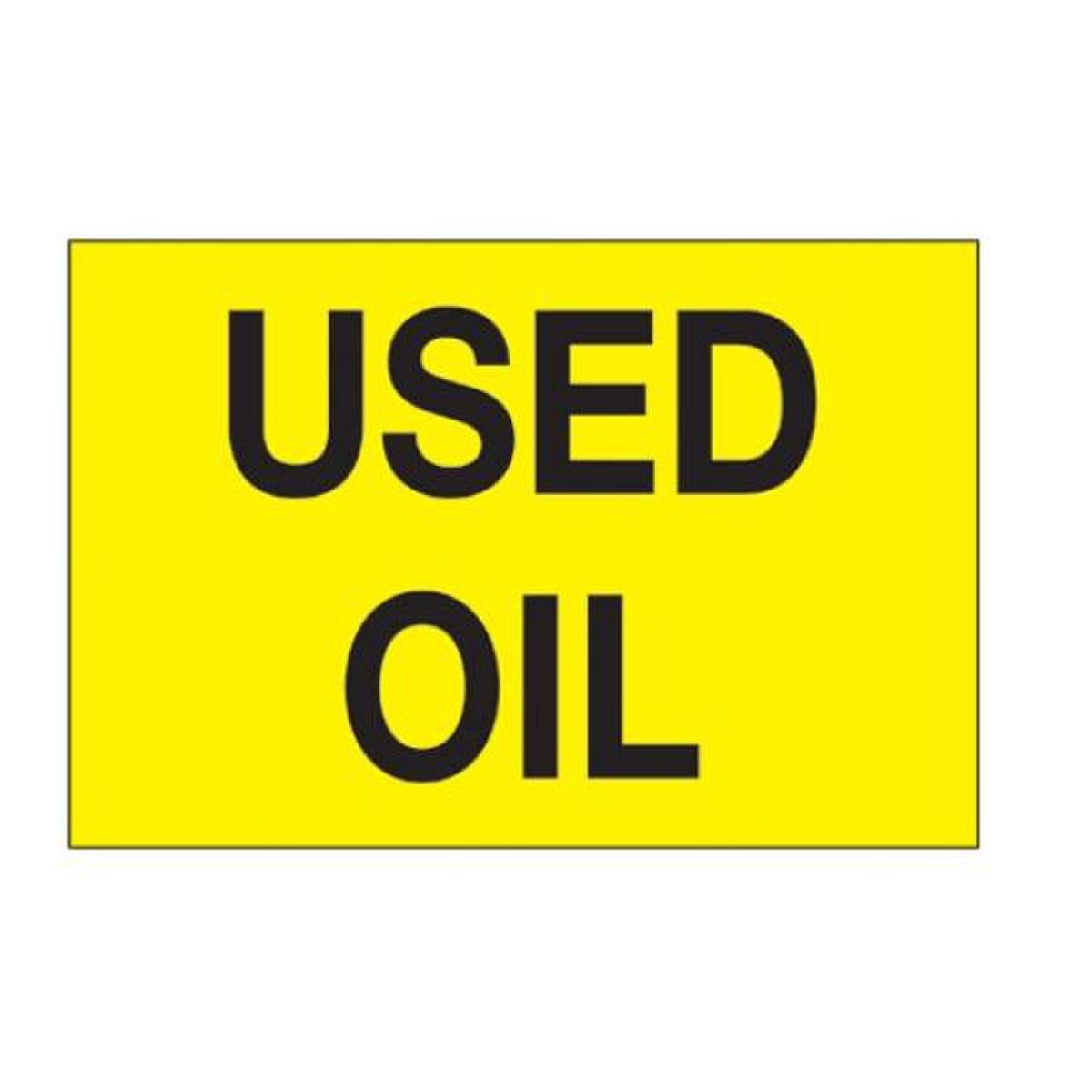 Used Oil Label, Fluorescent Yellow,