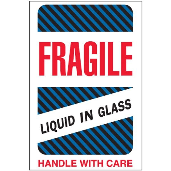 Fragile - Liquid in Glass Label, 4"