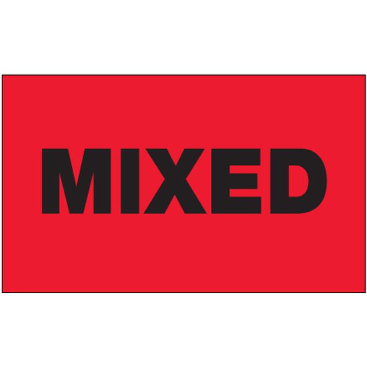 Mixed Label, Fluorescent Red, 3" x