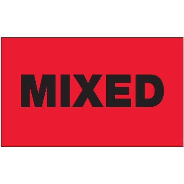 Mixed Label, Fluorescent Red, 3" x