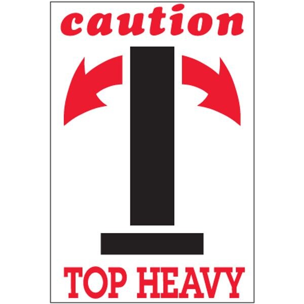 Caution Top Heavy - Arrows Label, 4
