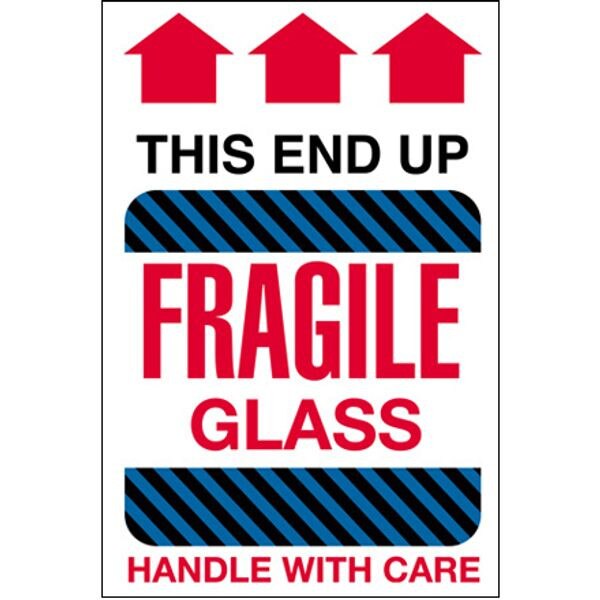 Fragile Glass - This End Up Label,