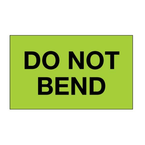 Do Not Bend Label, Fluorescent Gree