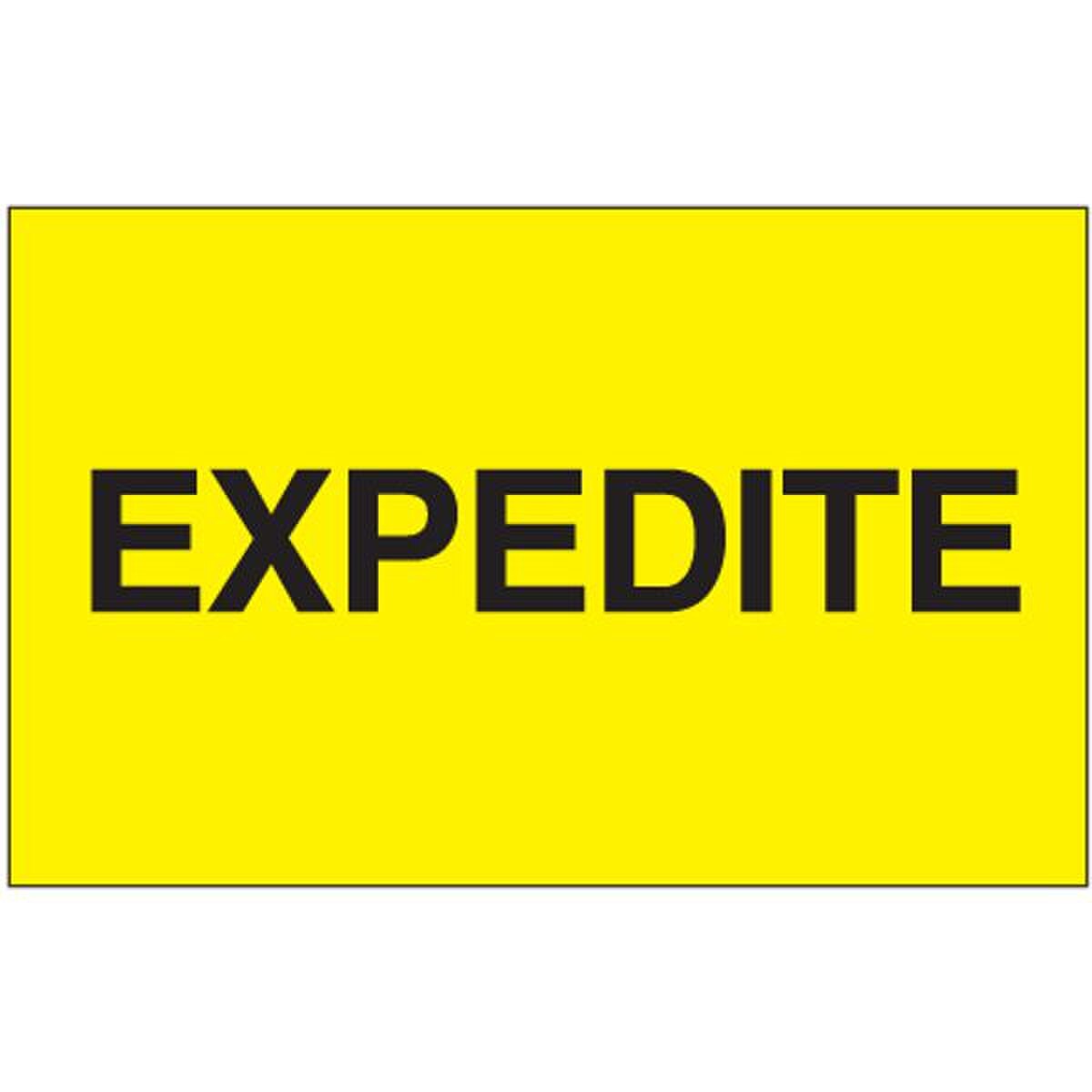 Expedite Label, Fluorescent Yellow,