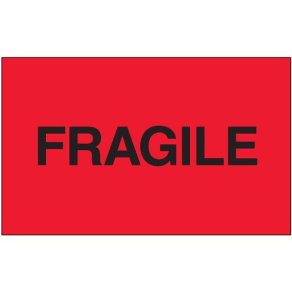 Fragile - (Fluorescent Red) Label,