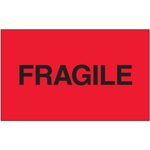 Fragile - (Fluorescent Red) Label,
