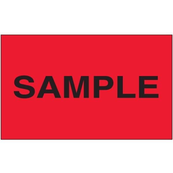 Sample Label, Fluorescent Red, 3" x