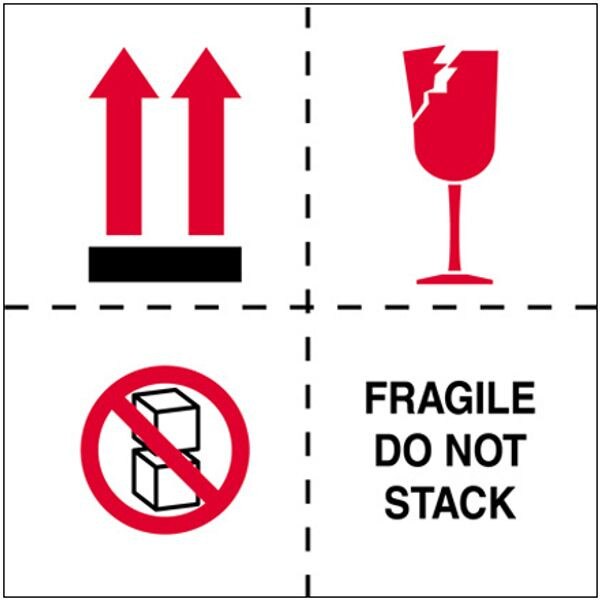 Fragile, Do Not Stack Label, 4" x 4