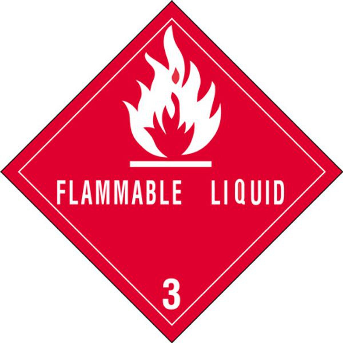 Flammable Liquids - 3 Label, 4" x 4