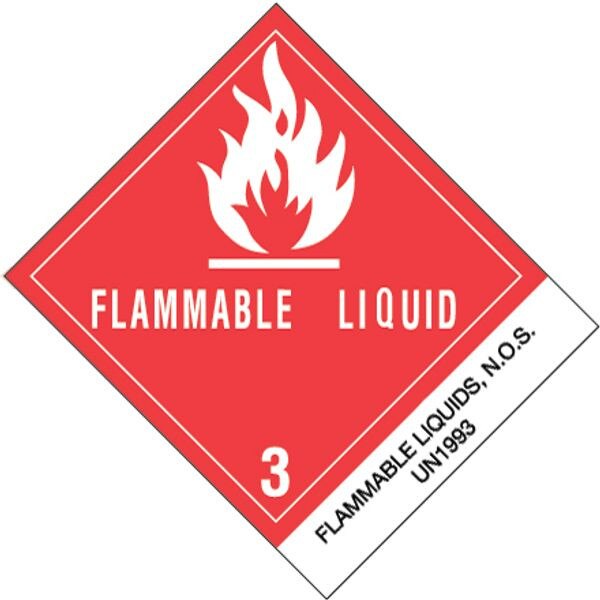 Flammable Liquids, N.O.S. Label, 4"