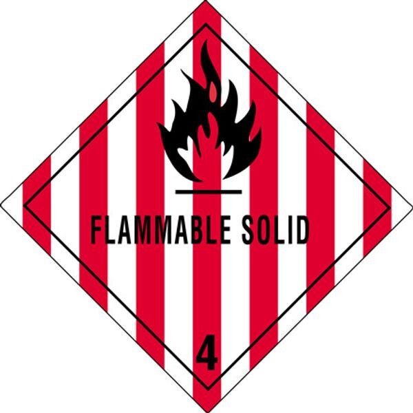 Flammable Solid - 4 Label, 4" x 4",