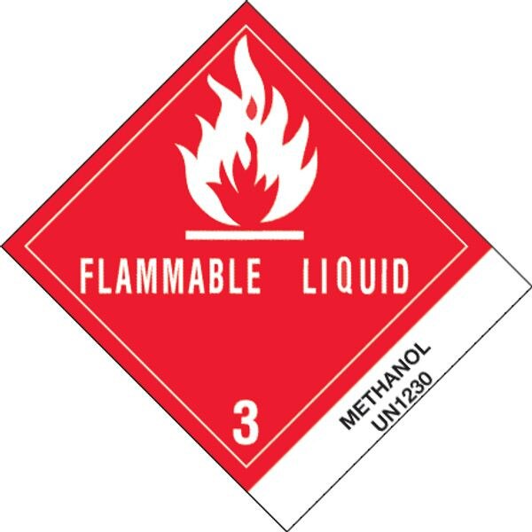Methanol Label, 4" x 4-3/4", 500/Ro