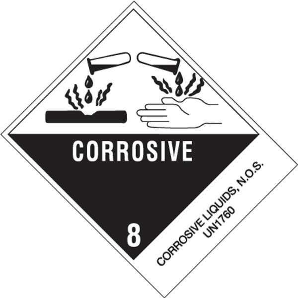 Corrosive Liquids, N.O.S. Label, 4"