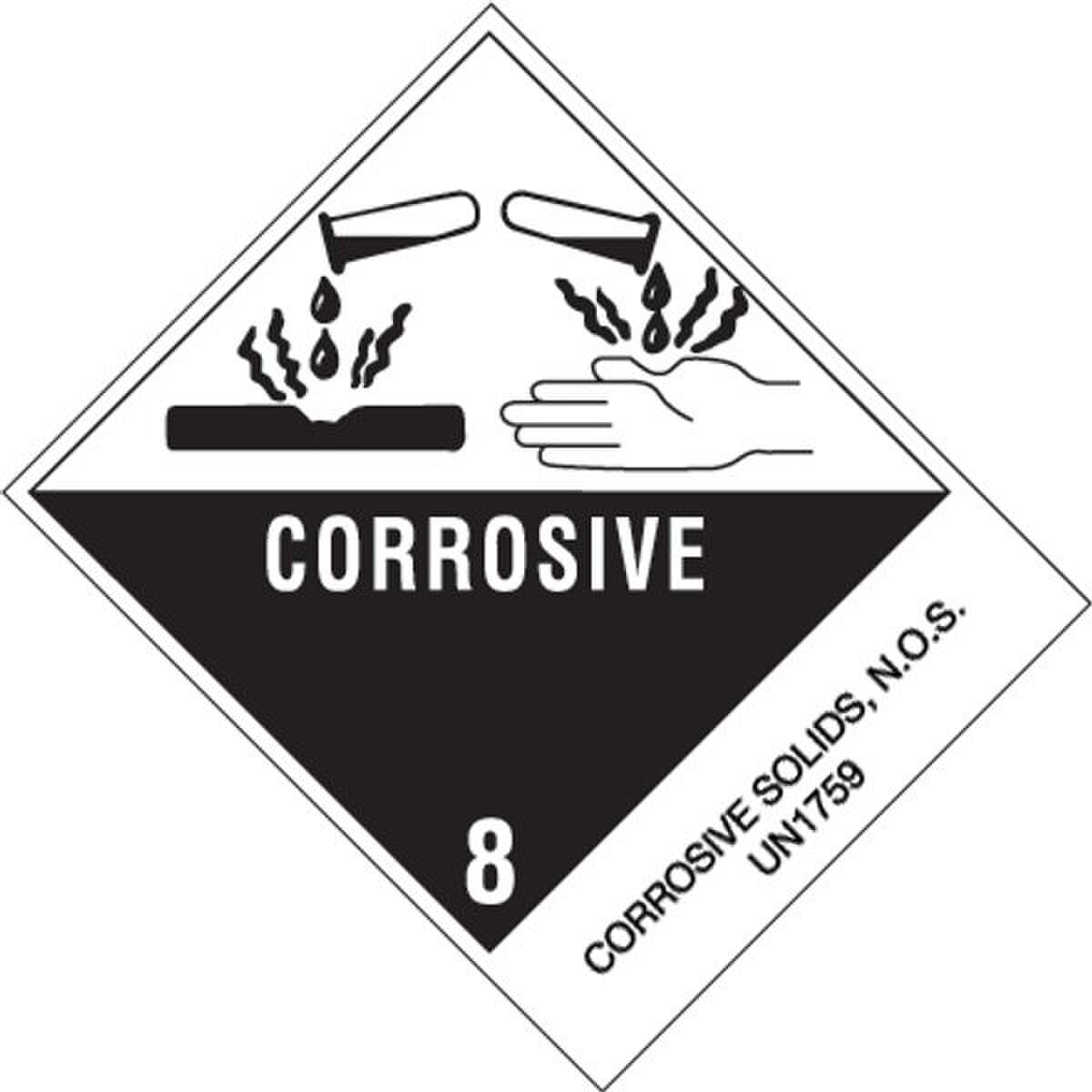 Corrosive Solids, N.O.S. Label, 4"