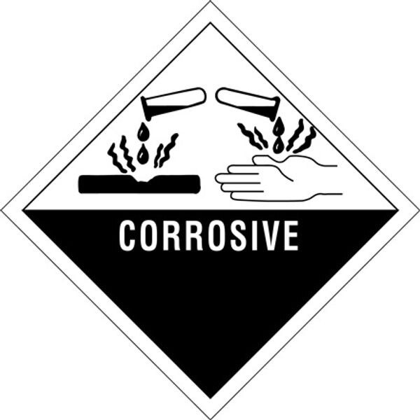 Corrosive Label, 4" x 4", 500/Roll