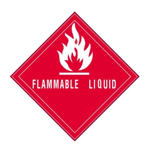 Flammable Liquid Label, 4" x 4", 50