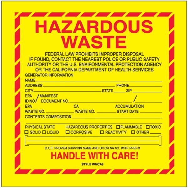 Hazardous Waste Label - California,
