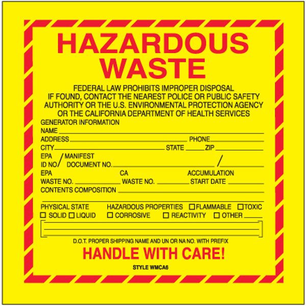 Hazardous Waste Label - California,