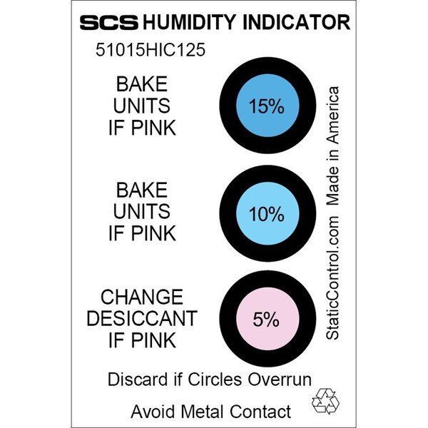 SCS 3-Spot Humidity Indicator Card, 5% 10% 15% RH (Can of 125)